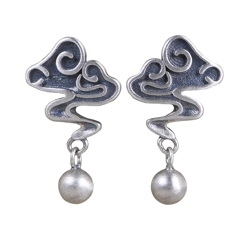 vintage 925 silver geometric eardrops, view 5 - MRSLM