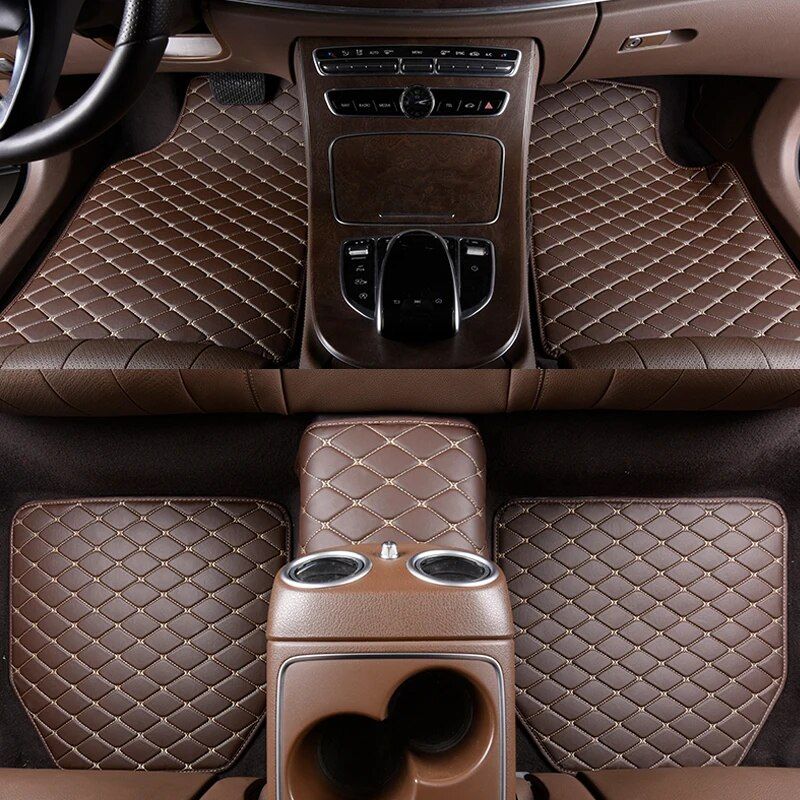 Universal Luxe Leather Car Floor Mats - Waterproof & Scratch-Resistant 5Pc Set