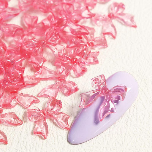 candy pink bow nail charms - MRSLM