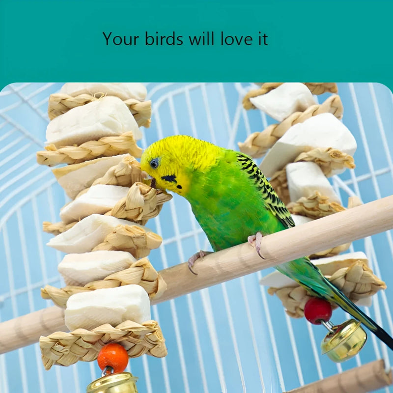 squid bone bird swing toy with bell, view 5 - MRSLM