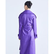 purple faux leather trench coat, view 3 - MRSLM
