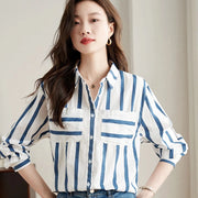 striped chiffon blouse, view 2 - MRSLM