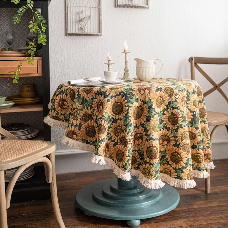 jacquard sunflower round tablecloth - MRSLM