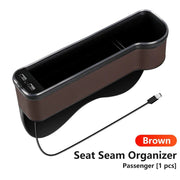 led car seat gap organizer with dual usb, view 4 - MRSLM