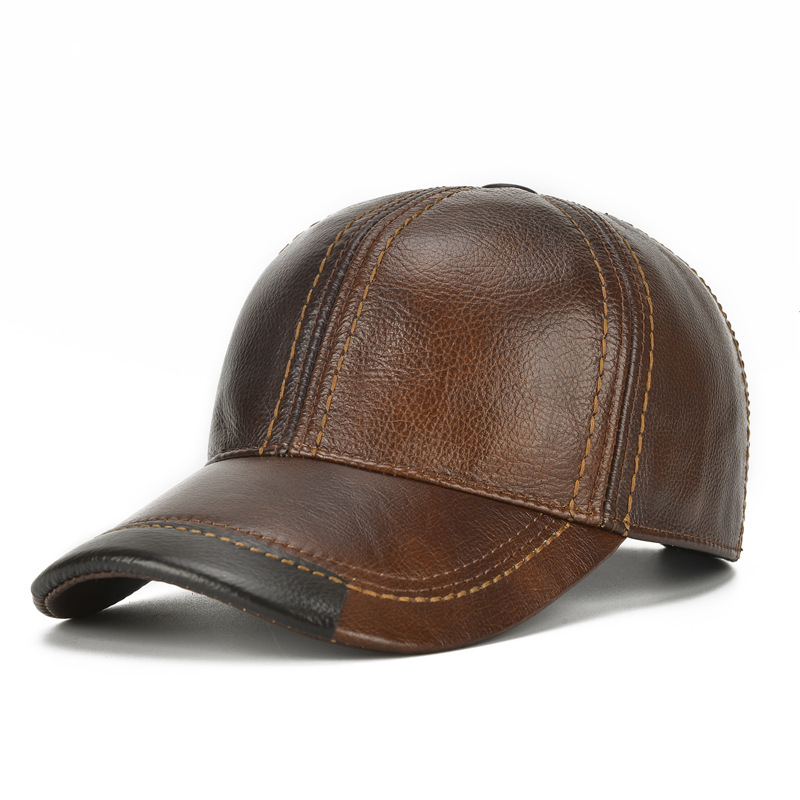 Personalidad de gorra de béisbol vintage de cuero artificial para hombres con sombrero tejido