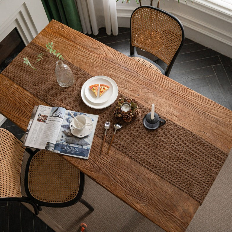 Woven cotton-linen table runner, view 4 - MRSLM