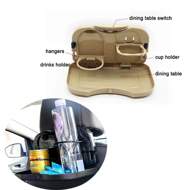 Universal Car Backseat Organizer with Foldable Food and Drink Tray
