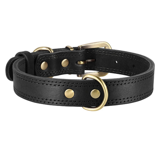 adjustable real leather dog collar, view 3 - MRSLM