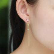 natural crystal double layer tassel earrings - MRSLM