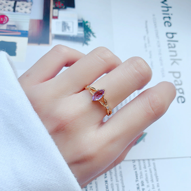 lavender amethyst white zirconia silver ring - MRSLM