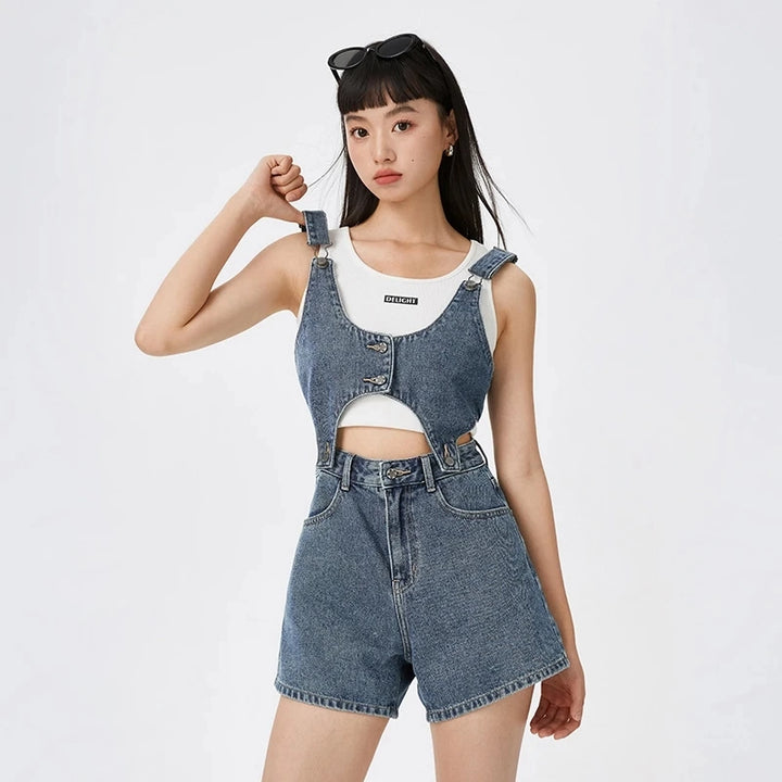 Women's Short Strap Top and Loose Shorts Set