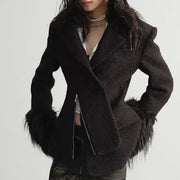 Loose blend coat with turn-down collar, view 3 - MRSLM