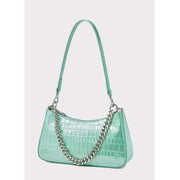 alligator pattern leather shoulder bag, view 3 - MRSLM