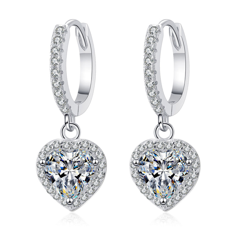 silver heart stud earrings, view 4 - MRSLM