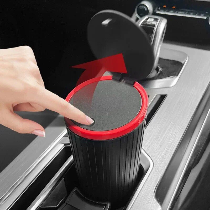 compact car trash can with click-open cover, view 4 - MRSLM