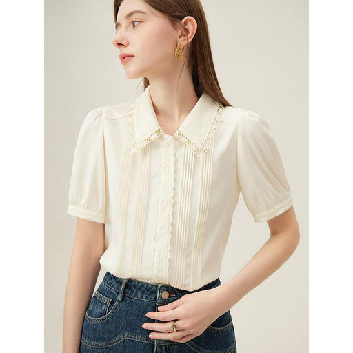 embroidered polo-neck blouse, view 2 - MRSLM