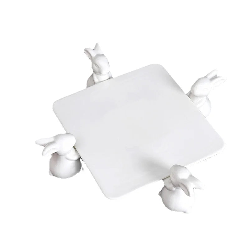 rabbit square ceramic plate, view 9 - MRSLM