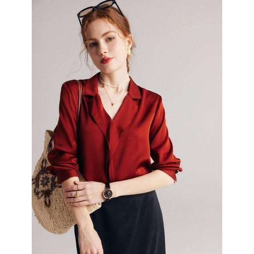 ruffled v-neck silk blouse, view 10 - MRSLM