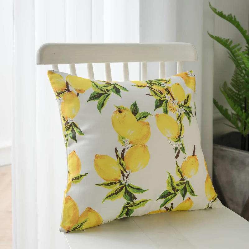 lemon print yellow polyester tablecloth and cushion cover, view 5 - MRSLM