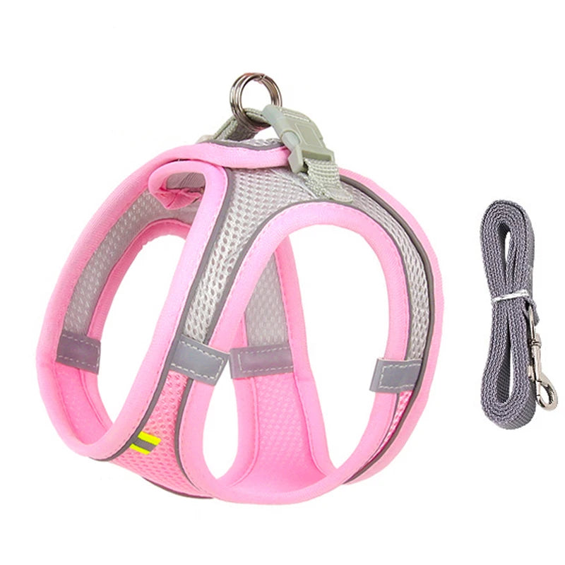 Adjustable Summer Mesh Harness and Leash Set for Small Dogs and Cats