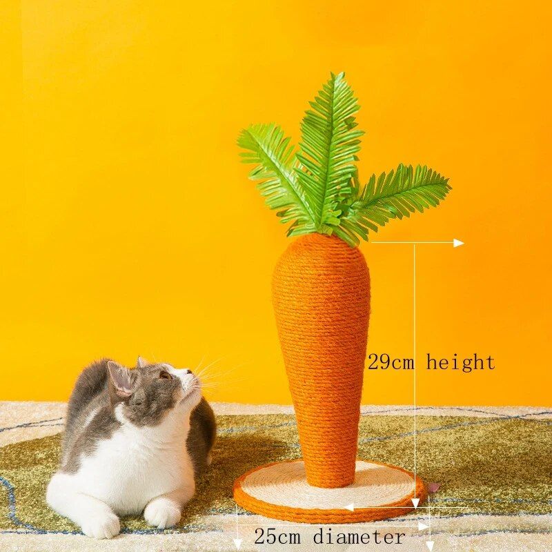 carrot sisal cat scratching post, view 3 - MRSLM