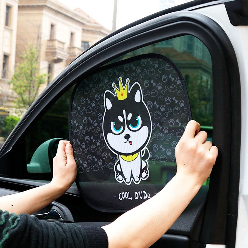 Adorable Animal Cartoon Car Window Sunshades - 2PCS, Universal Fit, Anti-UV, Privacy Protection