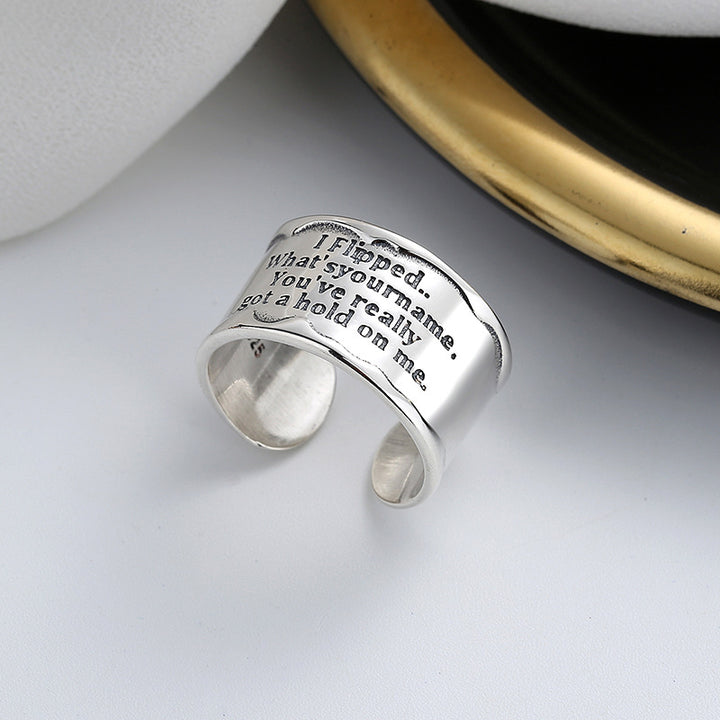 Sterling Silver Wide Cylindrical English Letters Split Ring