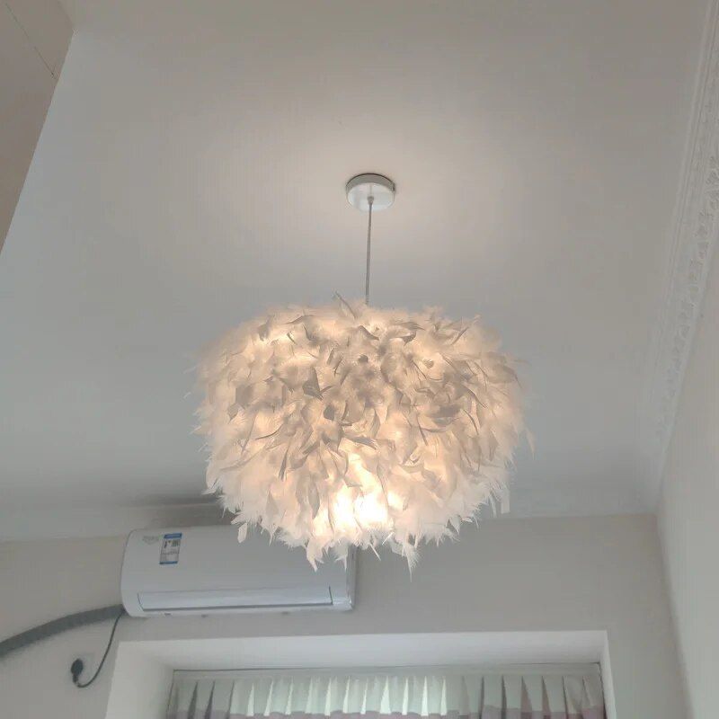 white feather pendant lamp, view 5 - MRSLM