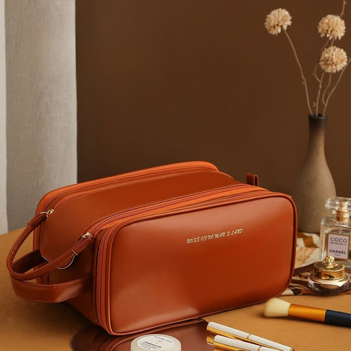 three-layer PU leather cosmetic bag, view 7 - MRSLM
