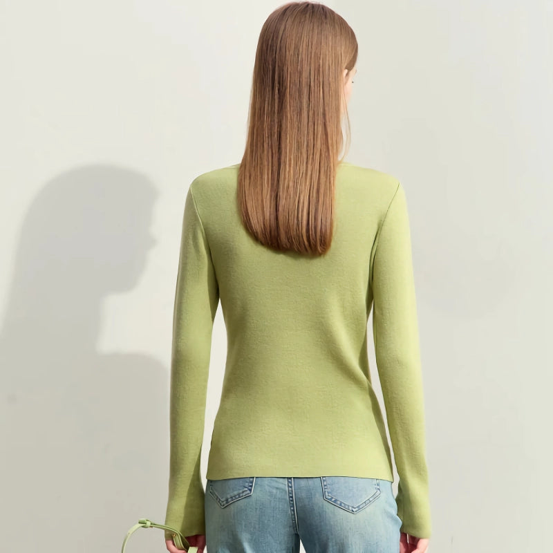 asymmetrical diagonal v-neck slim sweater, view 10 - MRSLM