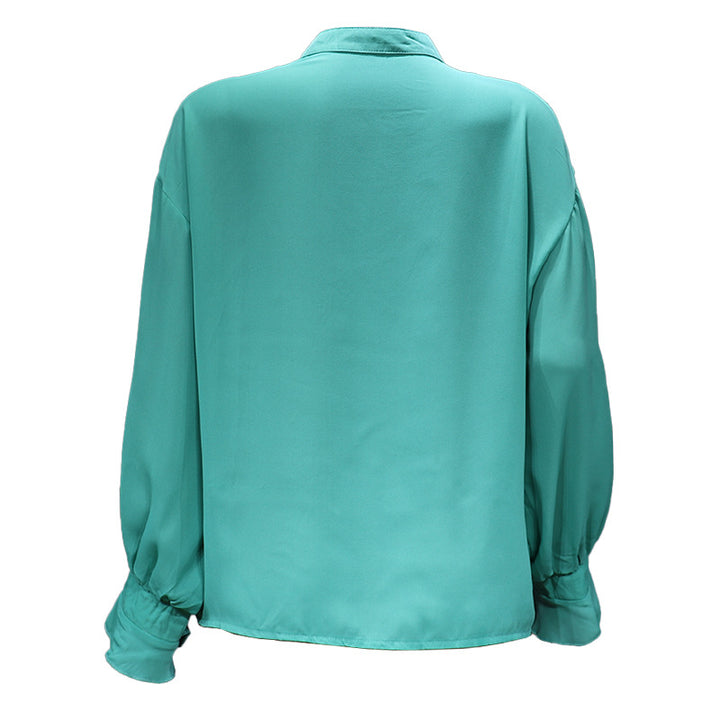 Women's Autumn Solid Color Elegant Versatile Casual Long Sleeve Chiffon Shirt