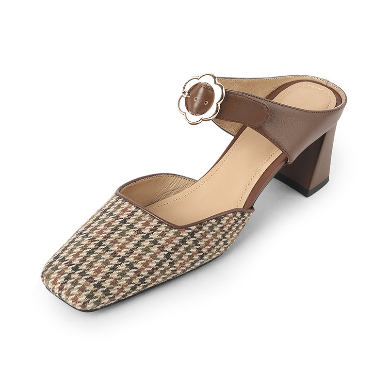 chic buckle mules, view 2 - MRSLM