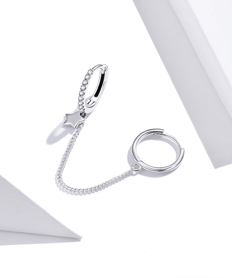 s925 sterling silver star ear clip, view 3 - MRSLM