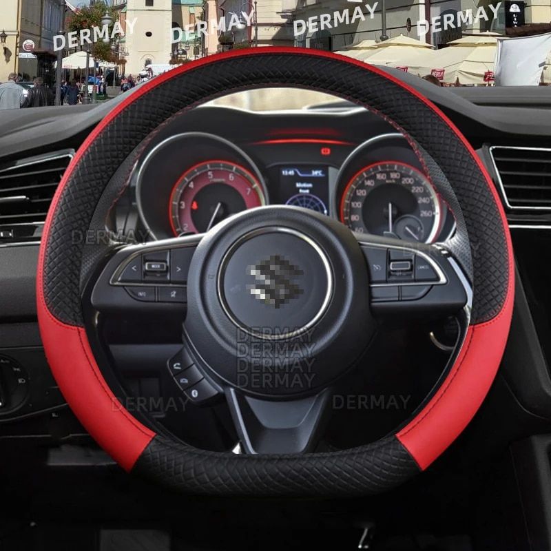 Microfiber Leather & Carbon Fiber Steering Wheel Cover for Suzuki Swift 2017-2021