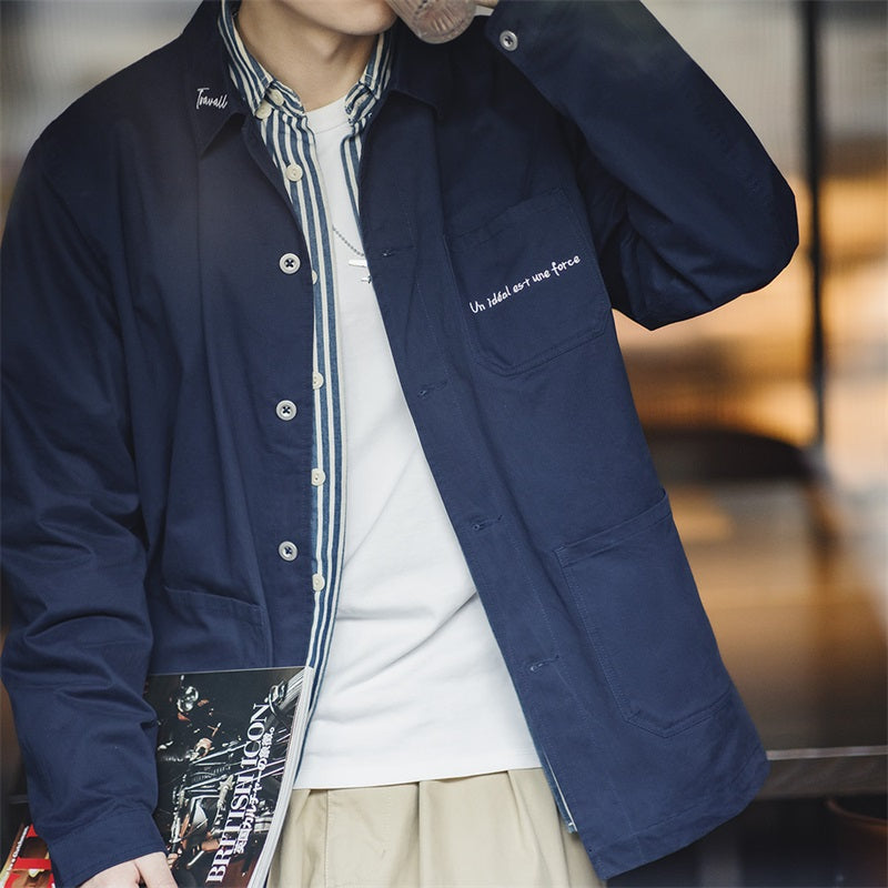 retro embroidered cotton shirt jacket, view 3 - MRSLM