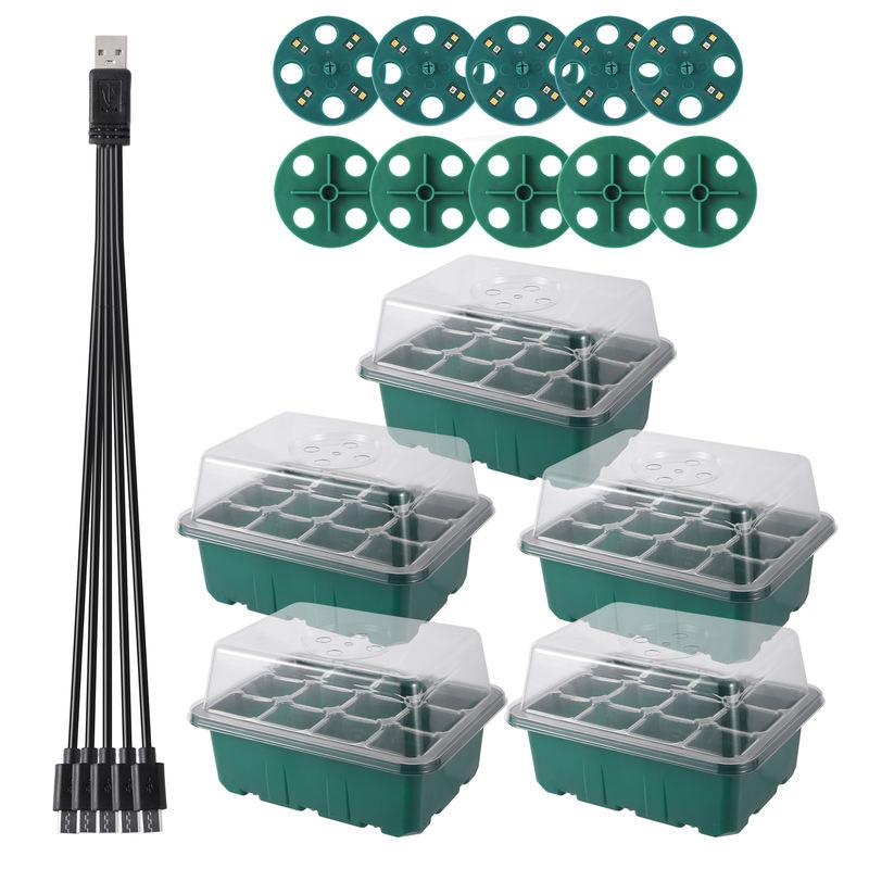 seed starter tray kit with led grow lights, view 2 - MRSLM