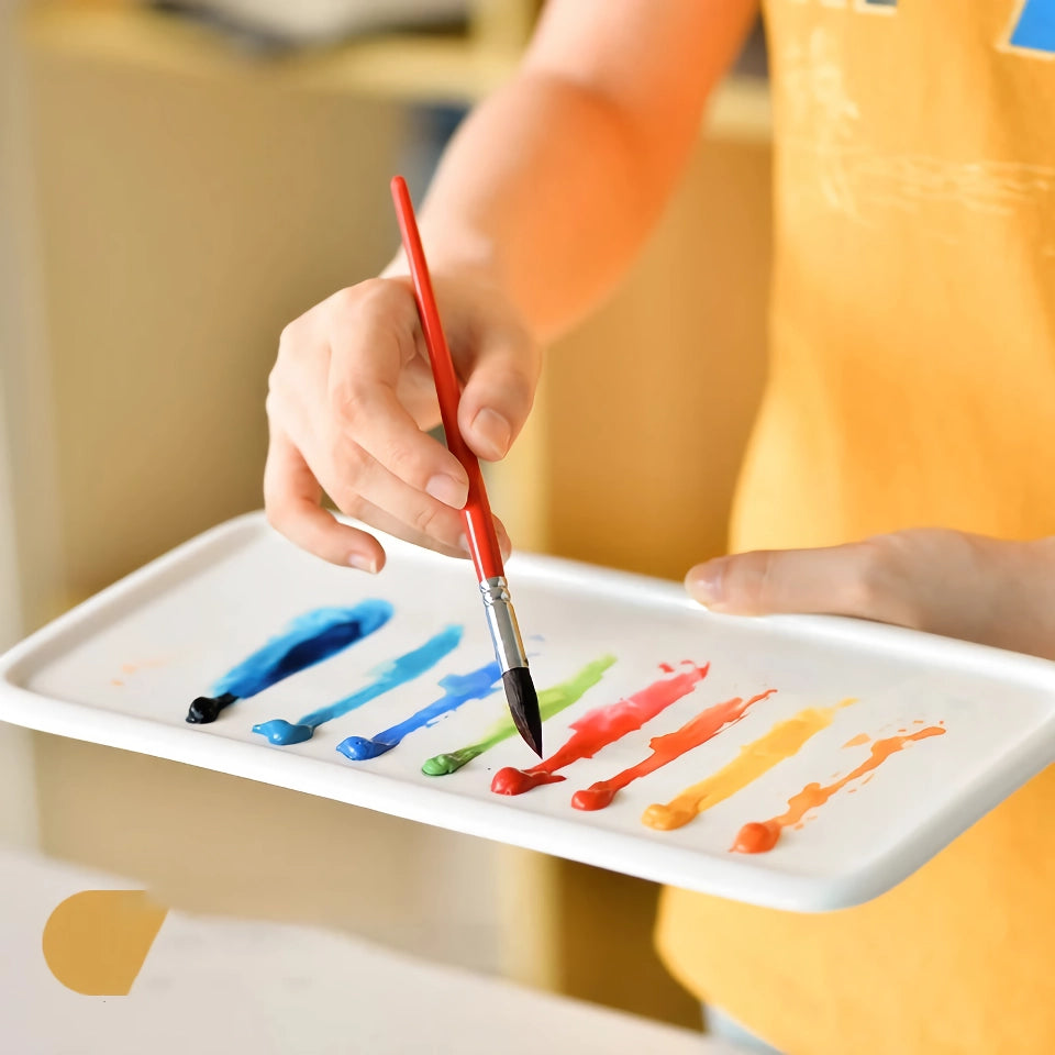 Paleta de cores retangular de cerâmica para pintura em aquarela e guache.