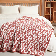 Checkerboard plaid knitted throw blanket, view 4 - MRSLM