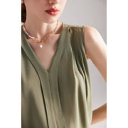 sleeveless v-neck silk blouse, view 24 - MRSLM