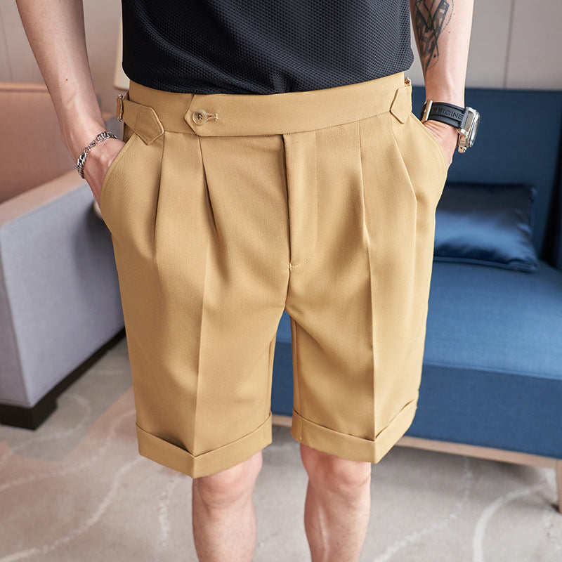 Men's solid color straight shorts, view 4 - MRSLM