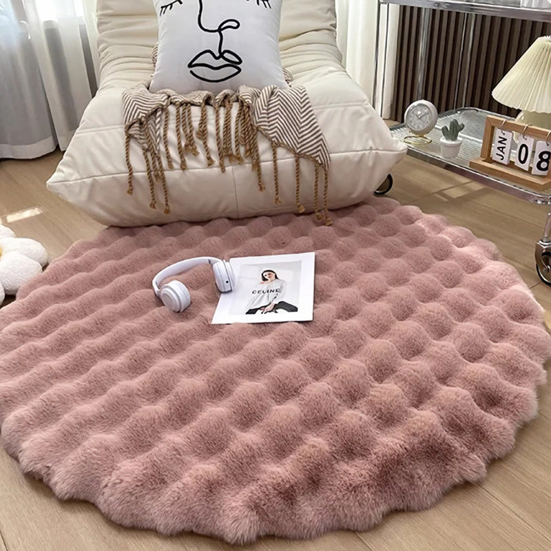 nordic round plush floor mat, view 6 - MRSLM