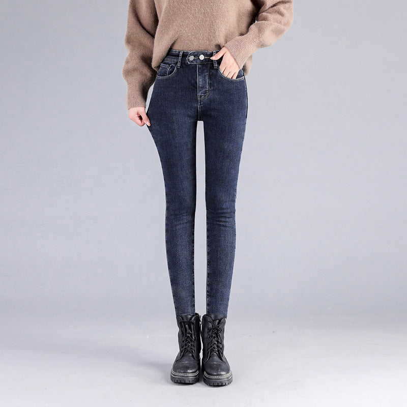 Passende, gerade, knöchellange Stretch-Leggings mit Doppelschnalle