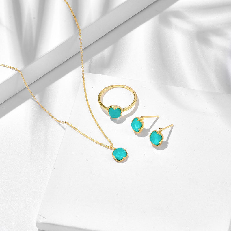 square turquoise white crystal earrings, view 5 - MRSLM