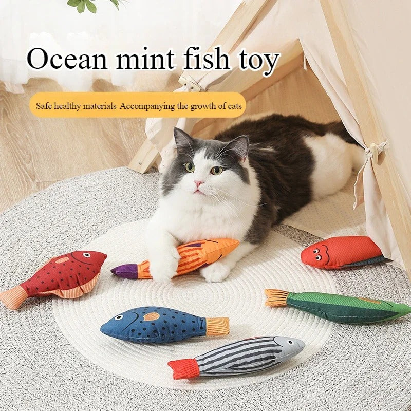 Plush catnip fish toy for cats, view 12 - MRSLM