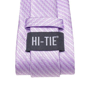 striped lilac silk necktie set for men, view 6 - MRSLM