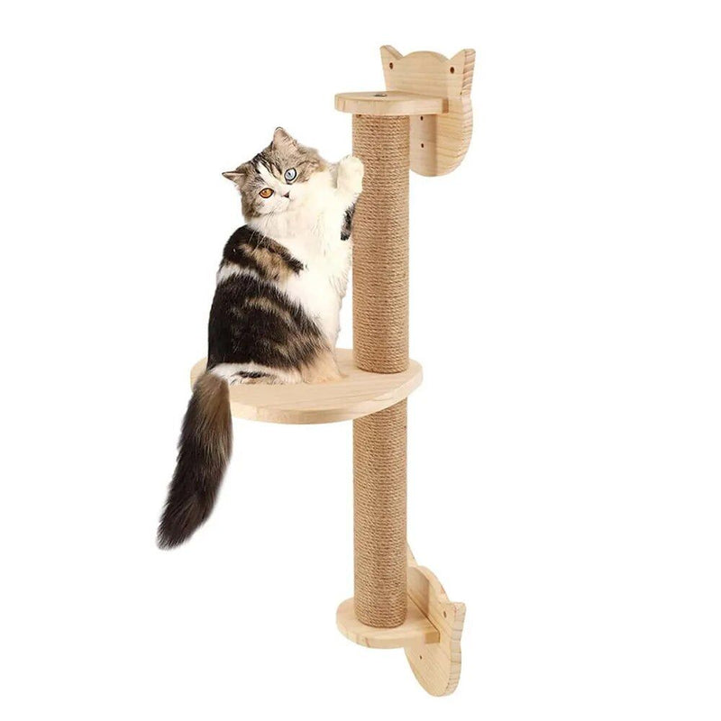 wall-mounted multi-level cat tree with hammock, view 3 - MRSLM