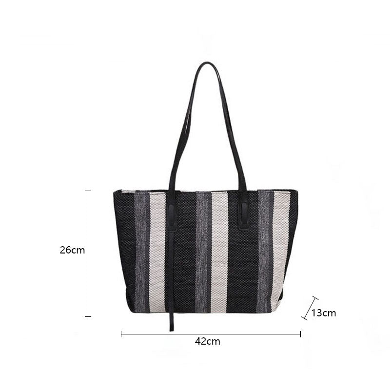 Striped canvas tote bag, view 10 - MRSLM