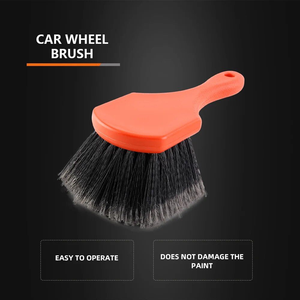 Effortless Wheel Cleaning Brush with Soft Bristles and Ergonomic Handle