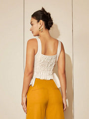 square neck asymmetrical hem top, view 4 - MRSLM