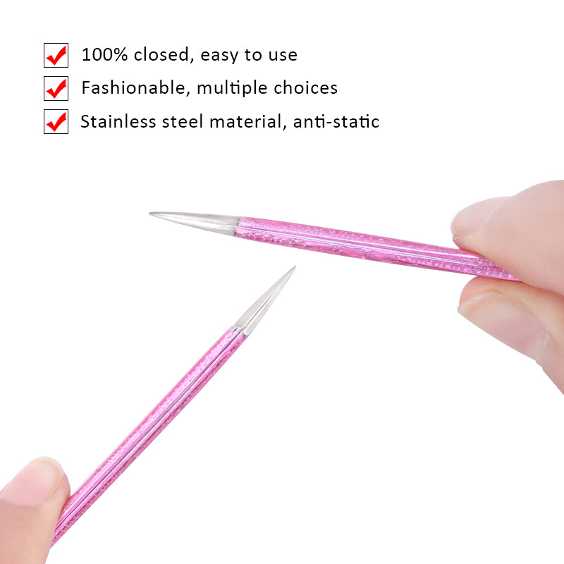 2PCS Professional Stainless Steel Eyelash Tweezers Set
